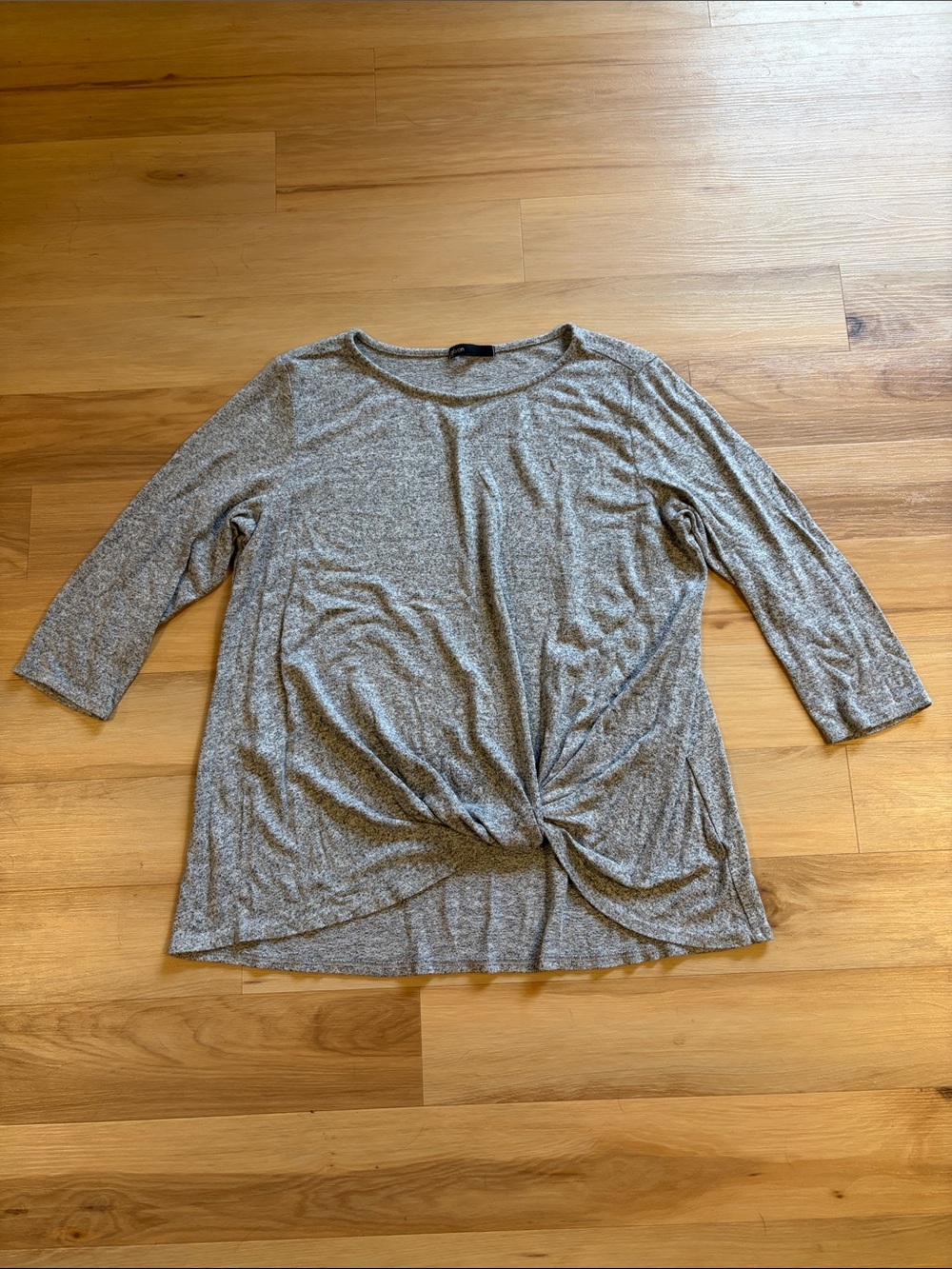 Gibson Heather Gray Twist-Front 3/4 Sleeve Tunic